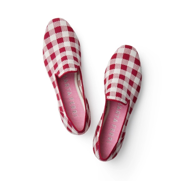 Rothy's Shoes - ROTHYS MARTA FERRI Scarlet Check Square Toe Loafer